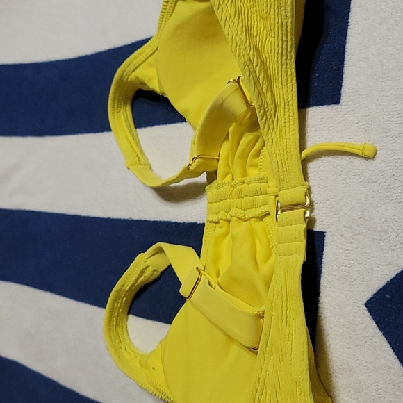 Xhilaration Yellow Textured Cinch Front Bralette Bikini Set~Medium - Picture 5 of 6